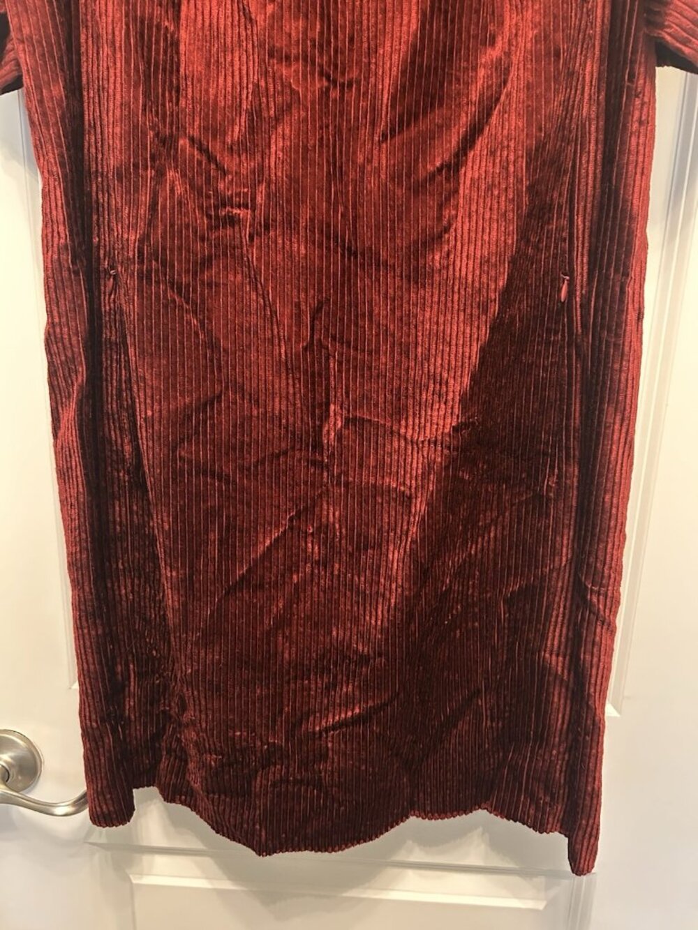 Akris Punto Red Corduroy Puff Sleeve Dress Womens 12 NWT Holiday $1290 Valentine - Picture 11 of 15
